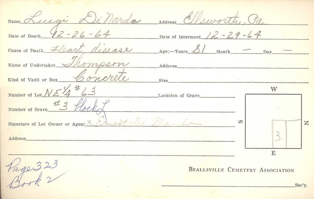 burial card